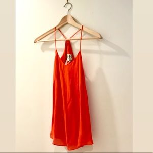 Haute Hippe Orange Silk tank top. Size XS